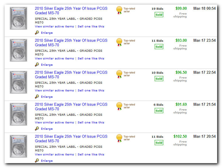 MS-70 PCGS Silver American Eagles