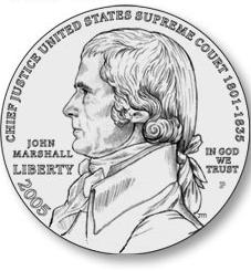 Obverse of Justice John Marshall Commemorative